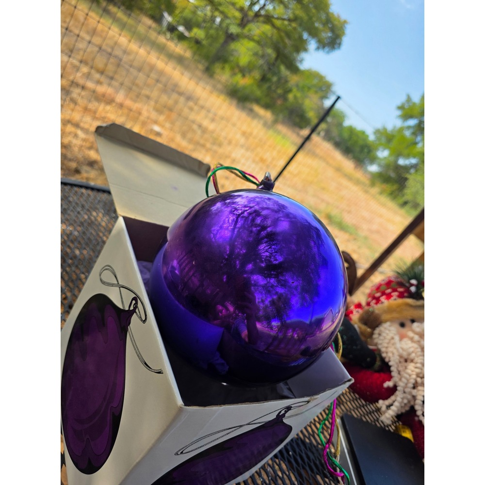 Purple Mercury Glass Medium Ball Christmas Ornament with Box 6 Inch Diameter